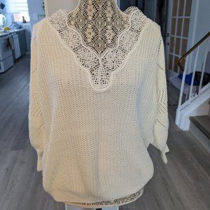 Sweater with lace trim